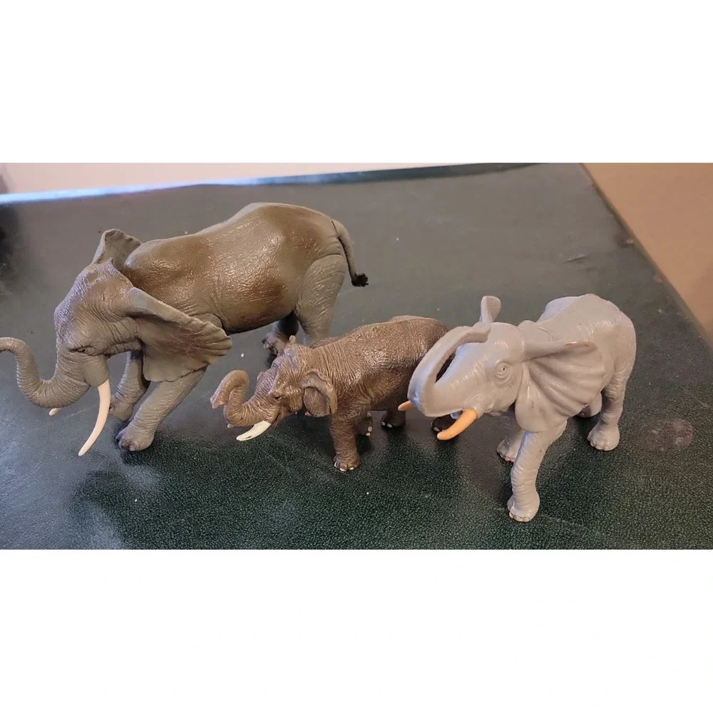 African Elephant Lot Figures Collectibles Jungle Zoo animals hard plastic